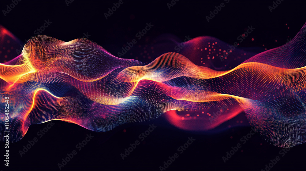 Colorful abstract waves of light flowing through a dark background Colorful abstract waves of light flowing through a dark background