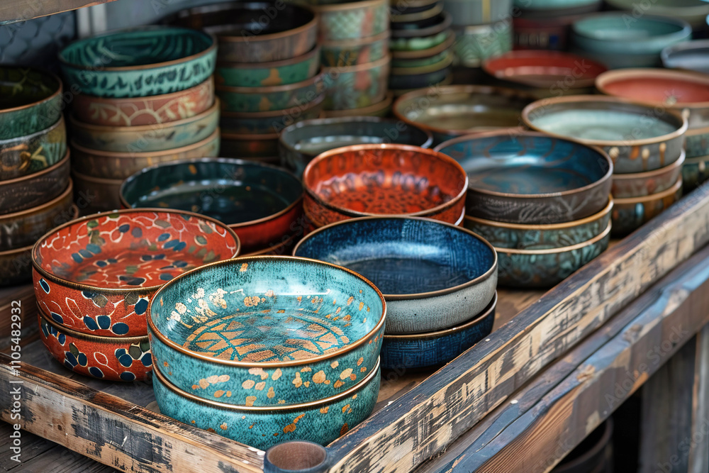 Souvenir plates decorated with traditional Eastern Asian ornaments. Souvenir plates decorated with traditional Eastern Asian ornaments.