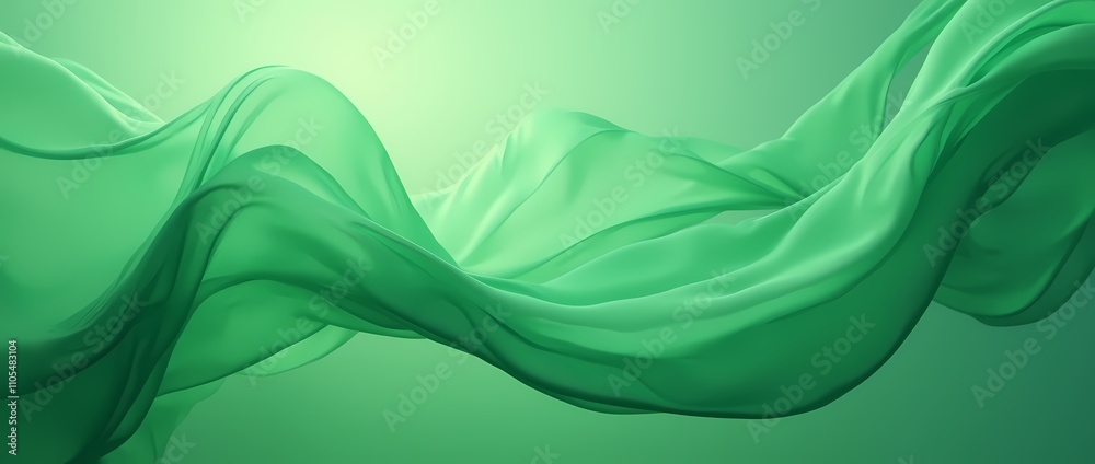 Fototapeta premium Abstract background made of translucent green silk fabric