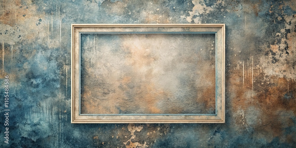 Empty ornate frame on a textured wall background