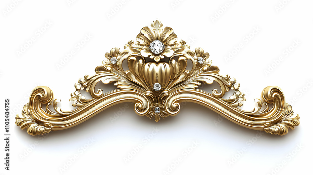 Ornate Gold Frame with Crystal Accents: 3D Render of a Decorative Arch for Interior Design Ornate Gold Frame with Crystal Accents: 3D Render of a Decorative Arch for Interior Design