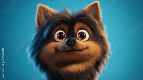 Adorable Cartoon Dog Portrait - Digital Art