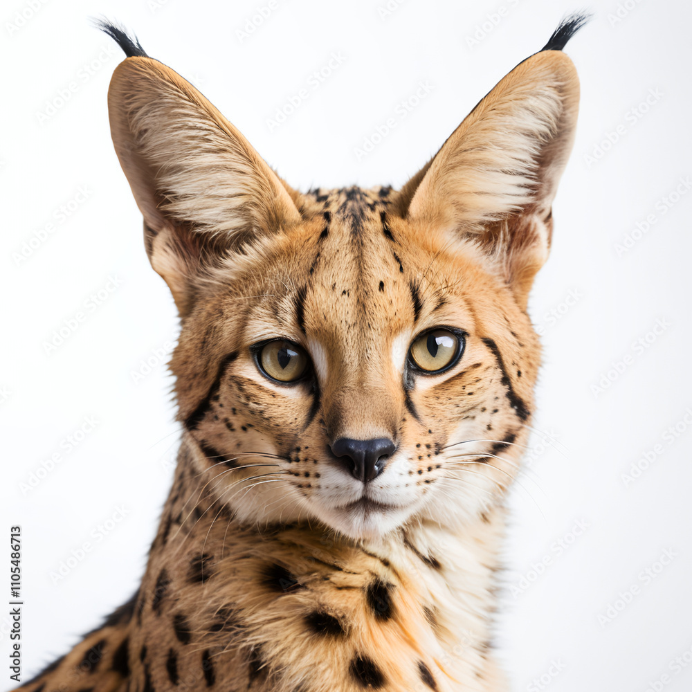 serval on white background