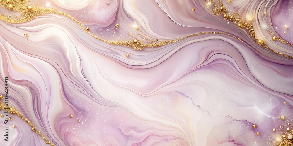 Elegant Swirling Abstract Background with Gold Accents and Pearls Elegant Swirling Abstract Background with Gold Accents and Pearls