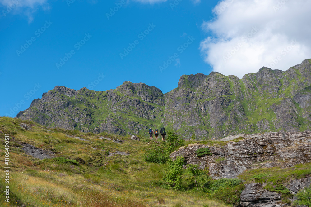 Landscape above Lake Agvatnet in Lofotodden National Park. A i Lofoten in Lofoten district of Norway Landscape above Lake Agvatnet in Lofotodden National Park. A i Lofoten in Lofoten district of Norway
