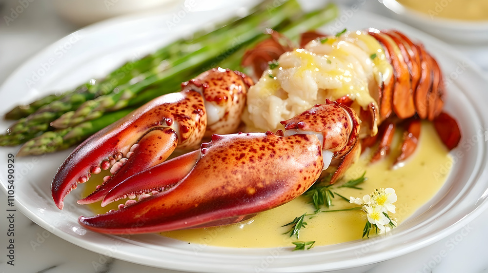 Butter-Poached Nova Scotia Lobster with Vanilla Beurre Blanc, Luxury Seafood Photography