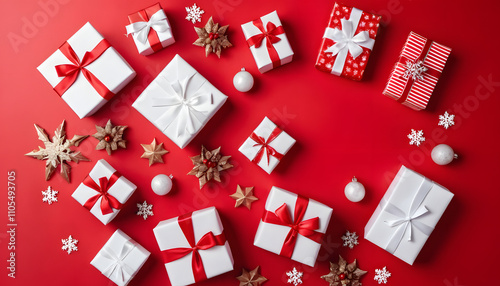 Red and white christmas gifts