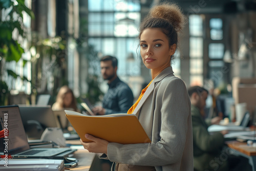 woman using laptop in the office. working business lady with computer. close up pretty woman working . AI Generated