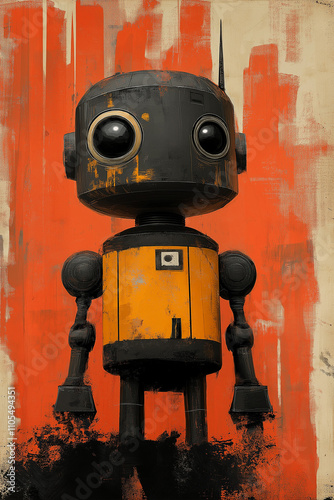 illustration robots bizarre rigolo, étrange, fun, dessin, mignon, tout-petits, adorable, joli, fun, robotique, androïde
