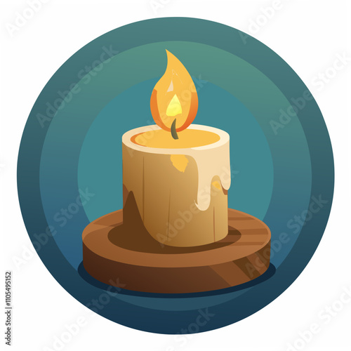 A digital illustration of a candle on a log, perfect for rustic or cozy-themed designs.