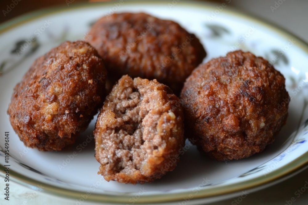 Kibbeh: Traditional Lebanese Beef Dish with Meat Stuffing, Deep Fried to Perfection Kibbeh: Traditional Lebanese Beef Dish with Meat Stuffing, Deep Fried to Perfection