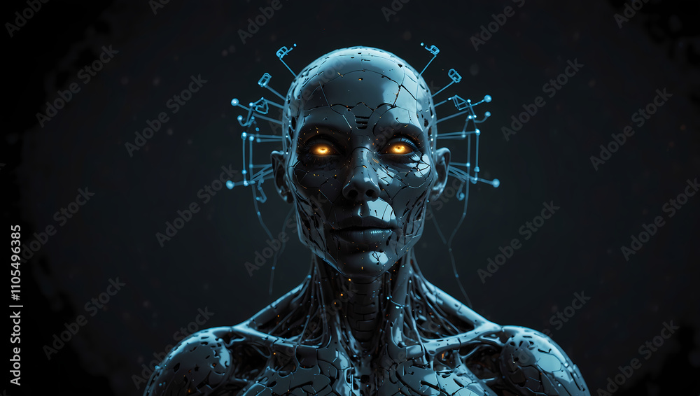 AI Awakening - Futuristic Cyborg Portrait, High-Resolution 3D Render - Synthetic Soul – Post-Human 3D Character Art – High Resolution AI Awakening - Futuristic Cyborg Portrait, High-Resolution 3D Render - Synthetic Soul – Post-Human 3D Character Art – High Resolution
