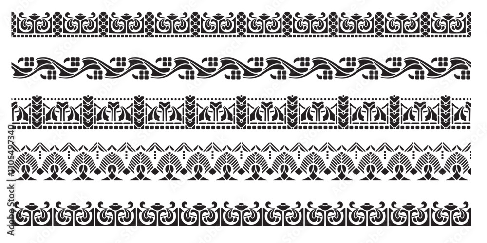 Border with style Art Nouveau and Art Deco ornament set. Border with style Art Nouveau and Art Deco ornament set.
