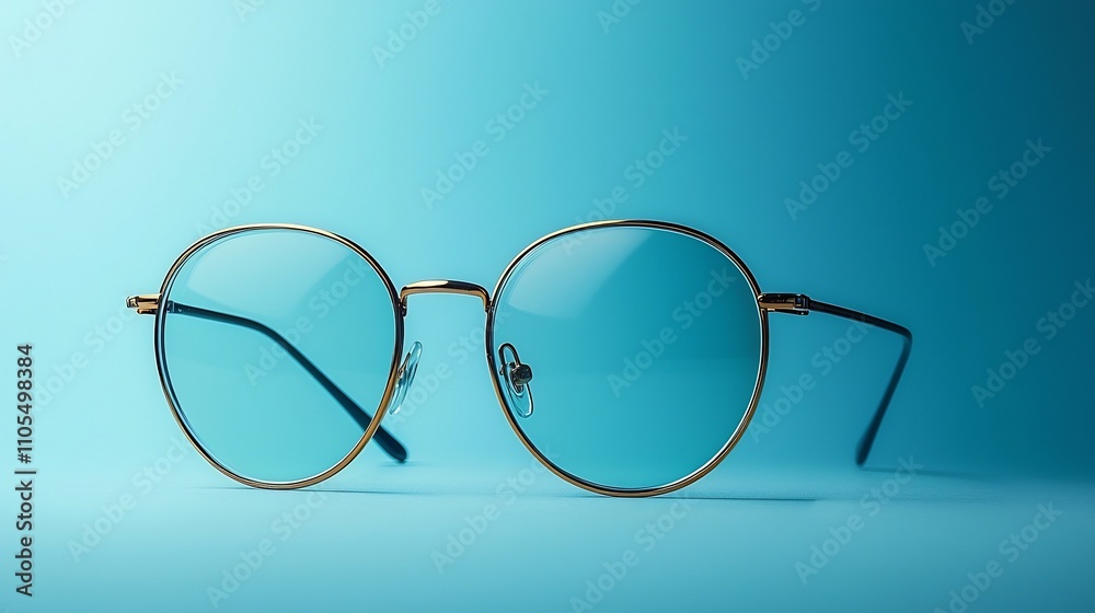 Minimalist and Elegant Eyewear in Clean Blue Studio Setting Minimalist and Elegant Eyewear in Clean Blue Studio Setting