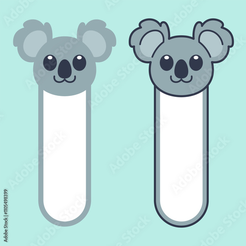 Vector Koala Bookmark Flat Design Illustration photo