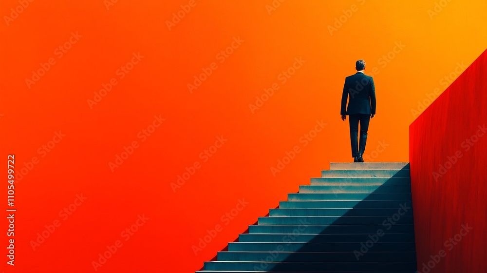 Bold Minimalist Layout Portraying Leadership and Ambition Through Upward Lines and Professional Hues