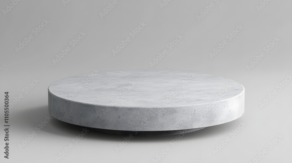 Empty round concrete podium on a light grey background. Empty round concrete podium on a light grey background.