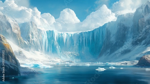 Wallpaper Mural A Majestic Glacial Waterfall Cascading into a Calm Arctic Lake Torontodigital.ca