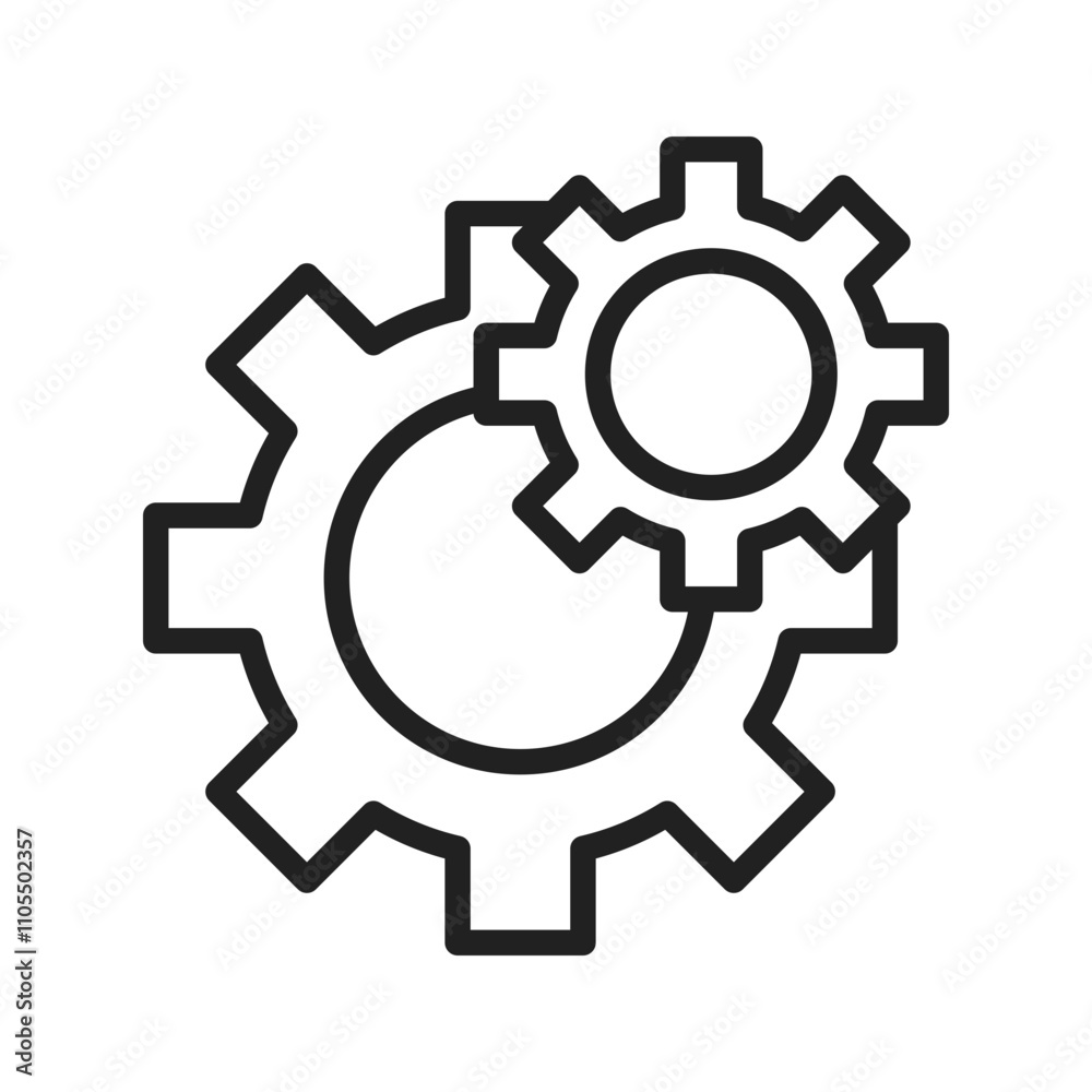 Gears Icon vector image. Suitable for use on web apps, mobile apps, and print media. Gears Icon vector image. Suitable for use on web apps, mobile apps, and print media.