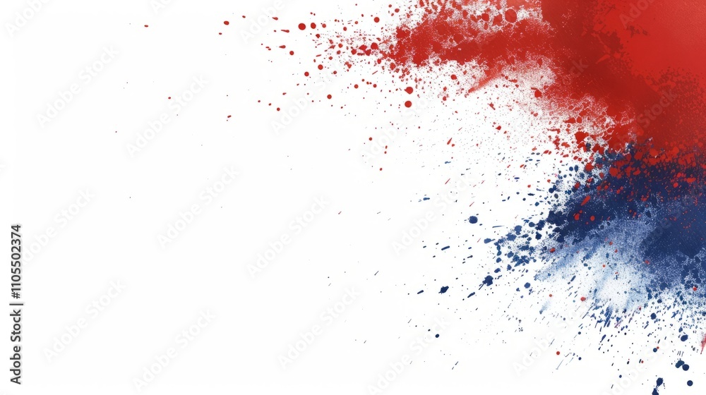 Labor Day red and blue dust explosions on a white background. The colors of the American flag are splashed on a white background and patriotic abstract designs for Independence Day and Memorial Day Labor Day red and blue dust explosions on a white background. The colors of the American flag are splashed on a white background and patriotic abstract designs for Independence Day and Memorial Day