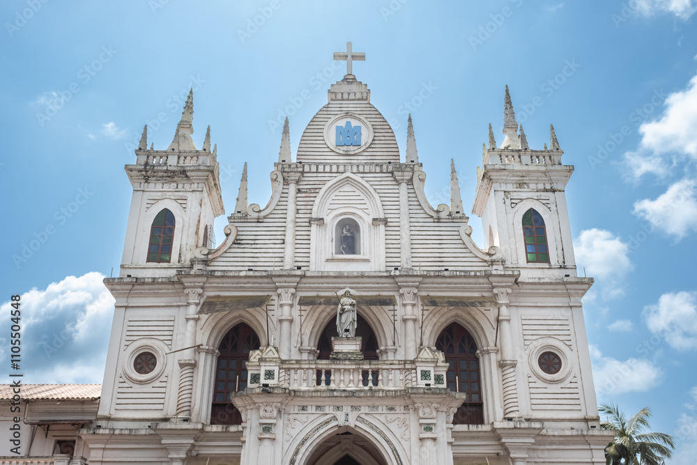 Fototapeta premium Beautiful front view of St. Anthony's Church in Siolim, Goa