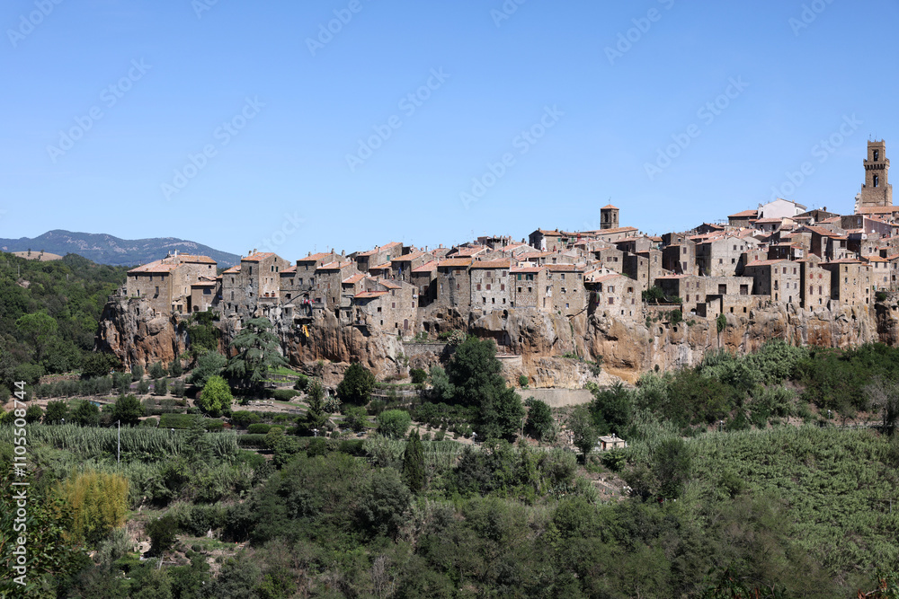 Fototapeta premium Pitigliano - the picturesque medieval town founded in Etruscan time on the tuff hill in Tuscany, Italy.