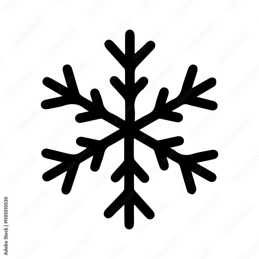 Black and White Snowflake Illustration: A simple yet intricate depiction of the geometric symmetry found in snowflakes, ideal for winter-themed designs or creative projects focused on nature’s beauty Black and White Snowflake Illustration: A simple yet intricate depiction of the geometric symmetry found in snowflakes, ideal for winter-themed designs or creative projects focused on nature’s beauty