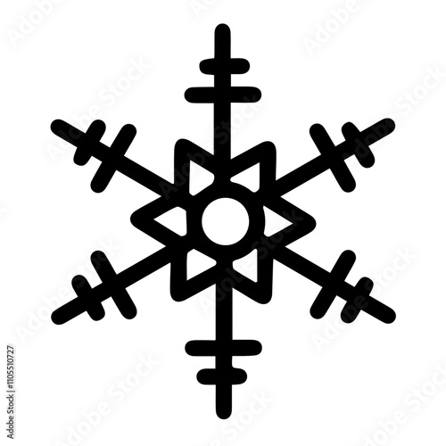 Black and White Snowflake Illustration: A simple yet intricate depiction of the geometric symmetry found in snowflakes, ideal for winter-themed designs or creative projects focused on nature’s beauty