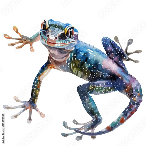 A watercolor painting of Gecko, isolated on a white background. Gecko vector.