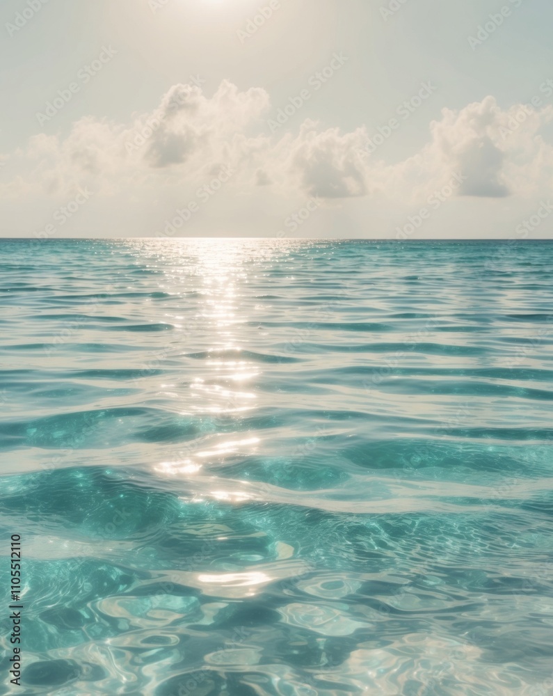 Obraz premium Crystal Clear Tropical Water Surface with Sunlight Reflections.