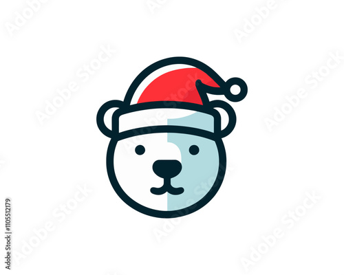 Christmas Polar Bear Logo Design Icon Vector Illustration