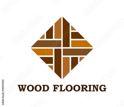 Wood floor tile icon of wooden parquet for flooring service company, vector sign. Wooden floors and home flooring service or parquet paving and floor interior design corporate emblem of parquet tile