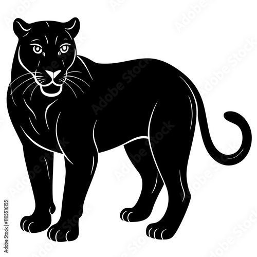 "Black Panther - The Carnivorous Wild Animals" vector artwork featuring a majestic black panther in a dynamic, fierce pose, ideal for wildlife and nature-themed projects.
