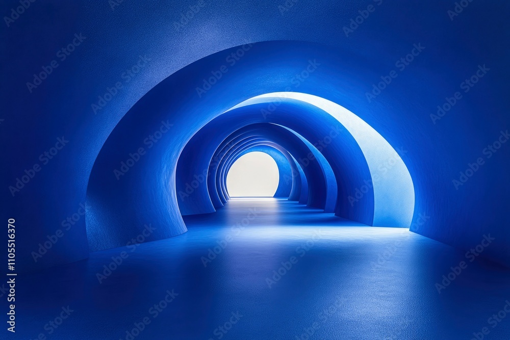 Fototapeta premium Abstract Blue Tunnel Architectural Design