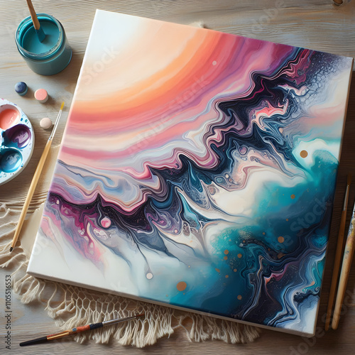 ink splash with vibrant dynamic pattern creative in artistic modern design studio