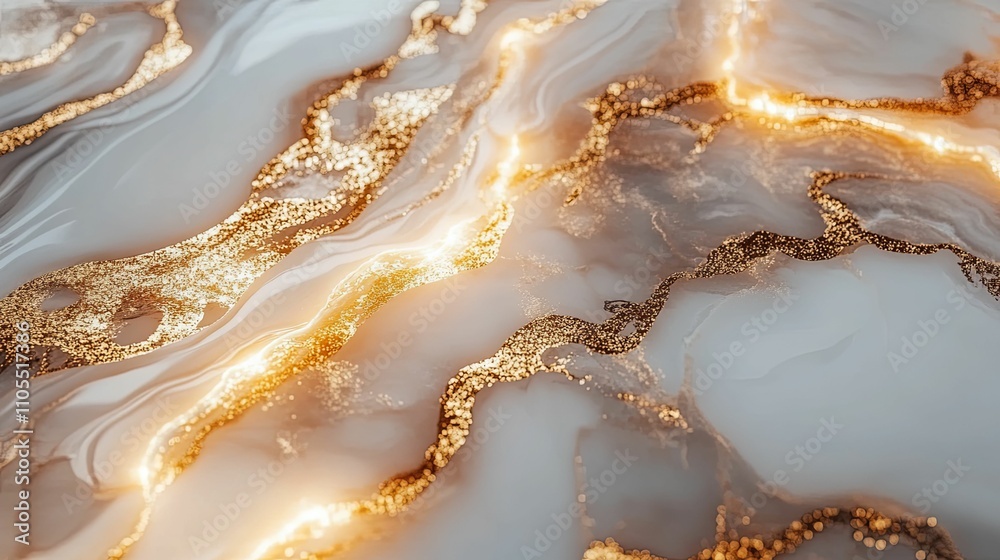 Glowing Gold Veins in White Marble Abstract Art Glowing Gold Veins in White Marble Abstract Art