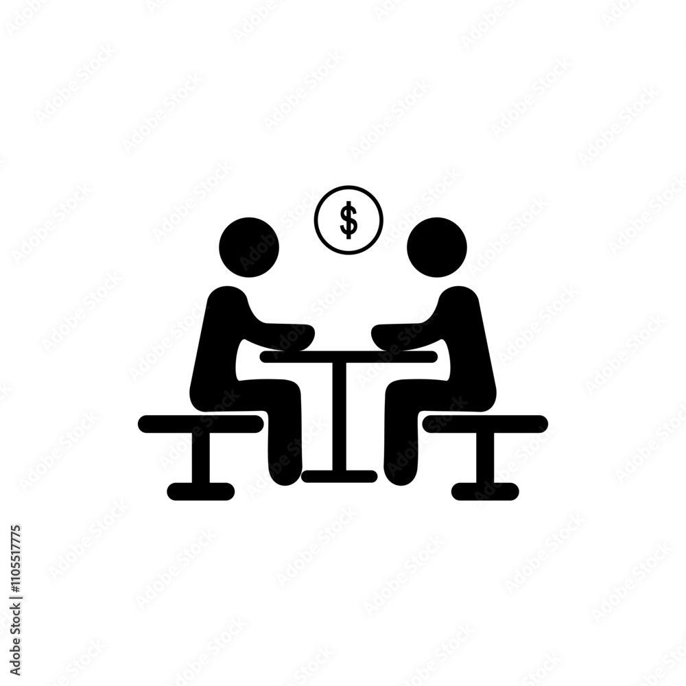 Two Person Business icon. Team business meeting with teamwork and collaboration flat vector icon Two Person Business icon. Team business meeting with teamwork and collaboration flat vector icon