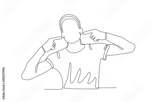 Single continuous line drawing of Happy man after having his teeth checked, dental concept.  Dynamic single line draw design graphic vector illustration.
