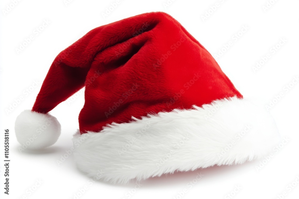 A festive Christmas Santa hat on a plain background A festive Christmas Santa hat on a plain background