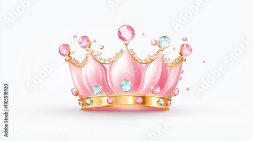 Wallpaper Mural Vector clipart of a pink princess crown with small colorful gems, isolated on a white background. Torontodigital.ca