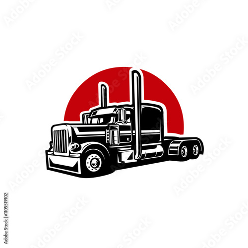 Premium semi truck freight 18 wheeler big rig vector illustration