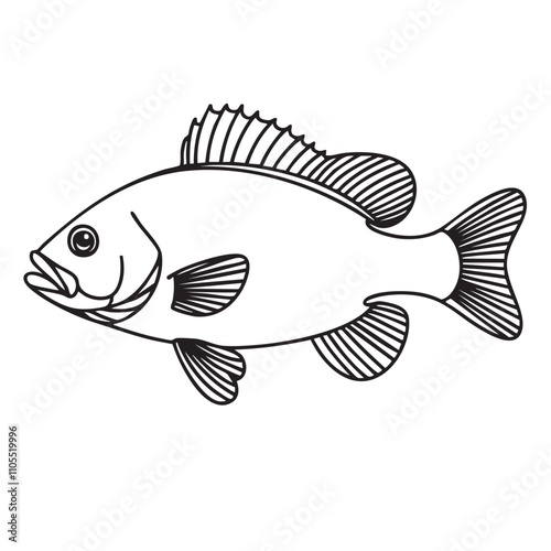 Detailed fish outline coloring page for kids' creative activities and educational purposes