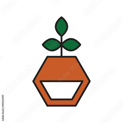 plant color line icon with white background vector stock illustration