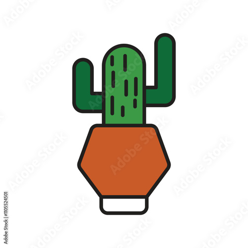 plant color line icon with white background vector stock illustration