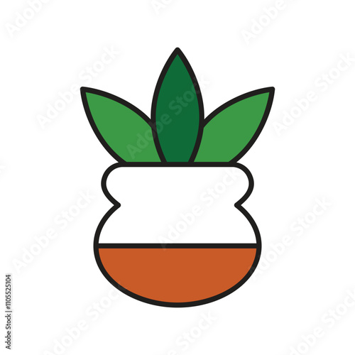 plant color line icon with white background vector stock illustration