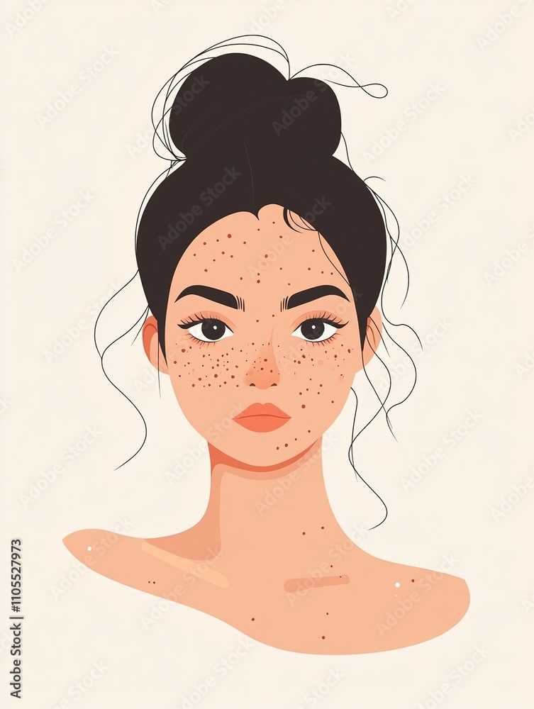 cartoon woman with acne skin problem. Hand drawn style design illustration. for banner, beauty product advertisement. cartoon woman with acne skin problem. Hand drawn style design illustration. for banner, beauty product advertisement.