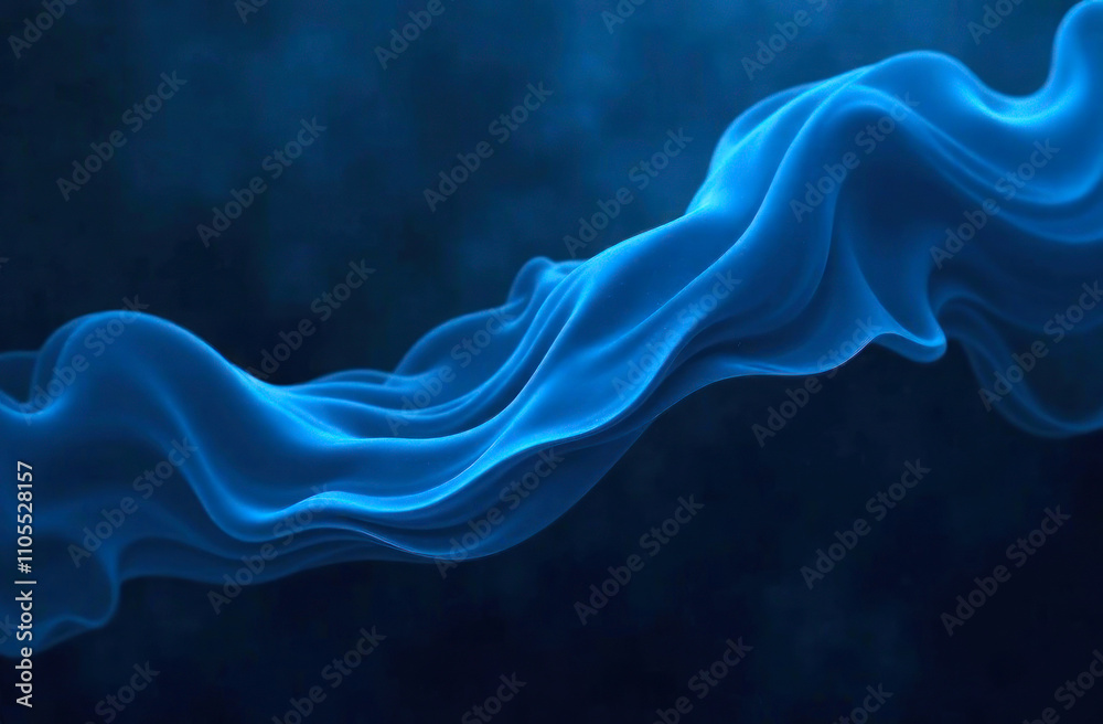 Blue strands flow smoothly in a wave-like pattern, creating a sense of motion and tranquility in a dark setting Blue strands flow smoothly in a wave-like pattern, creating a sense of motion and tranquility in a dark setting