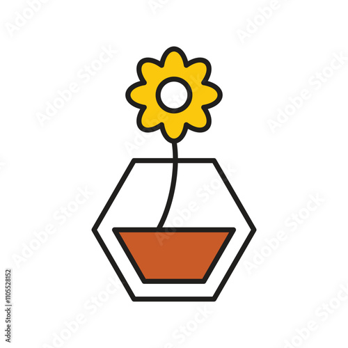 plant color line icon with white background vector stock illustration