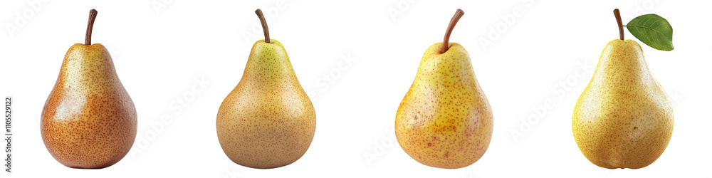 Pear isolated on transparent background, Set of Pear isolated on transparent background, Set of