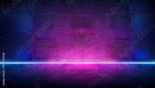 Blue and Purple Neon light on a cement wall